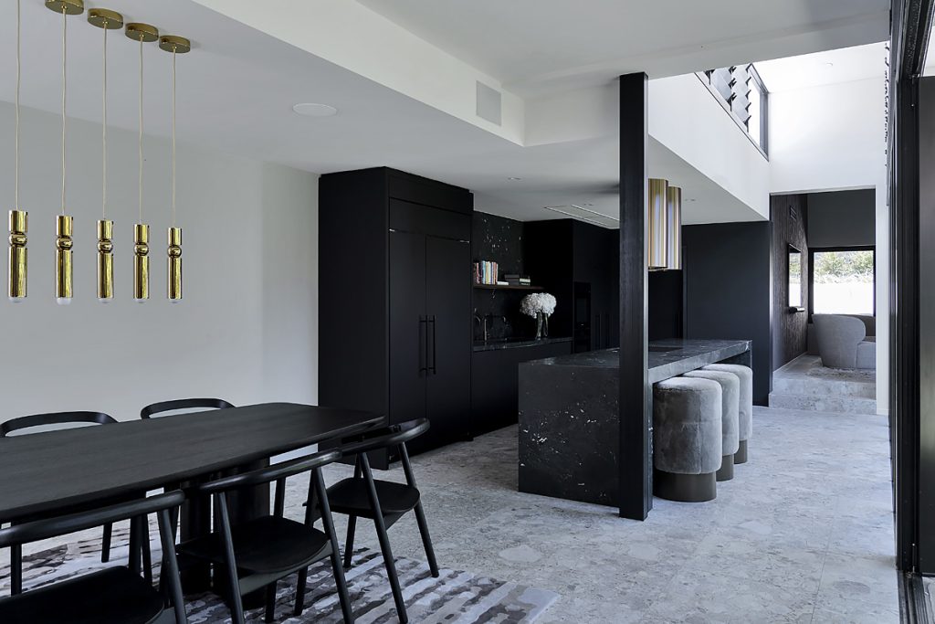 Modern open-plan dining area in luxury Perth home