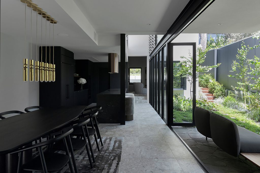 Modern open-plan dining area in luxury Perth home