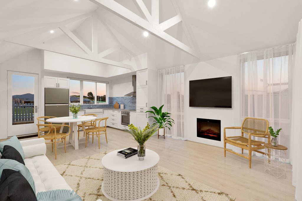 Modern open-plan living area in luxury Perth home