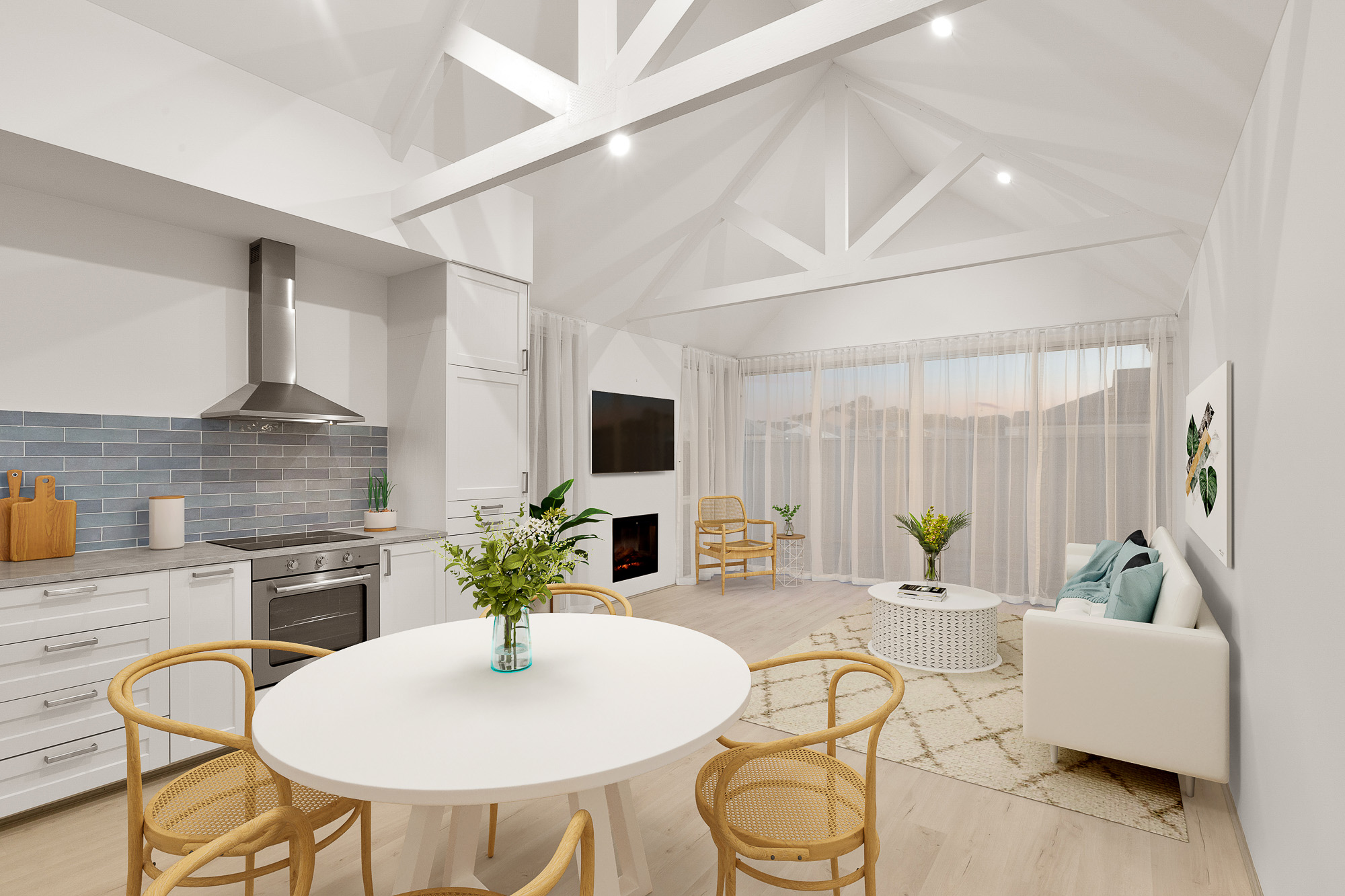 Modern open-plan living area in luxury Perth home