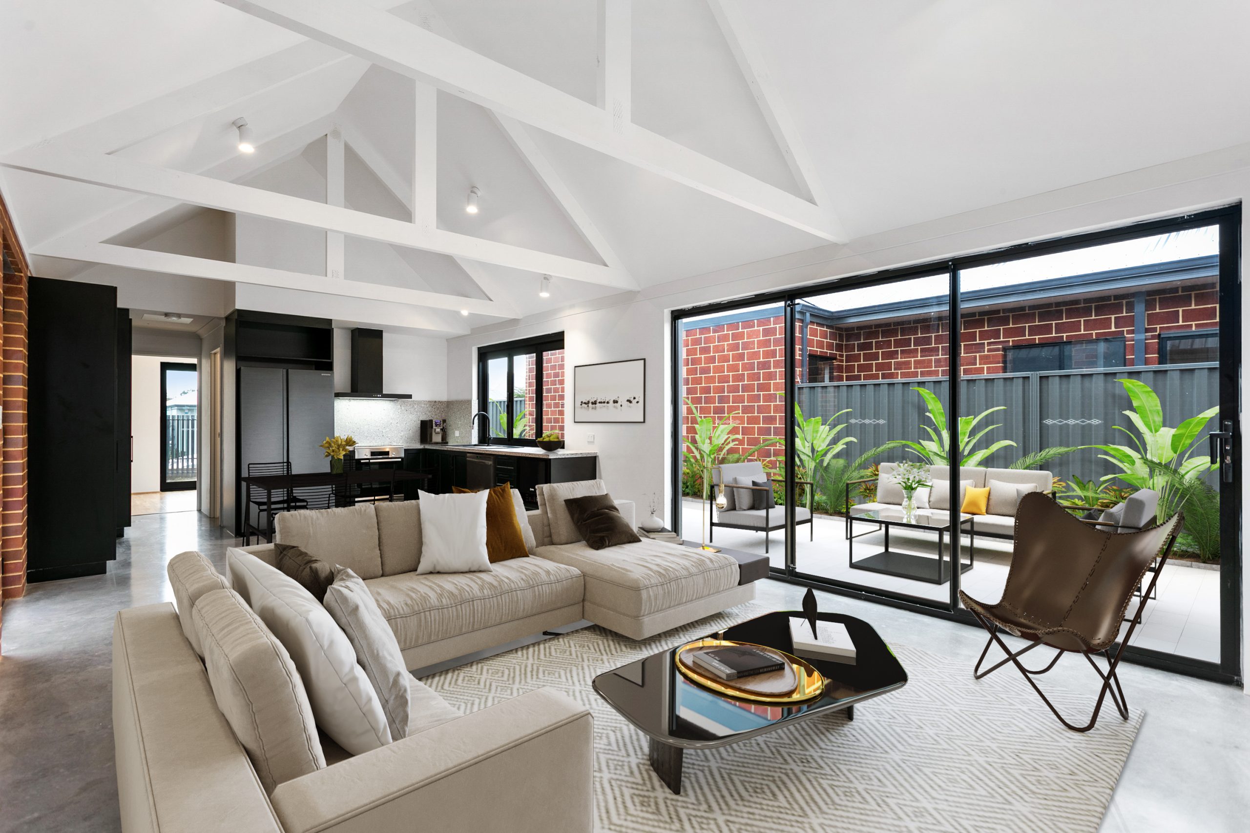 Modern open-plan living area in luxury Perth home