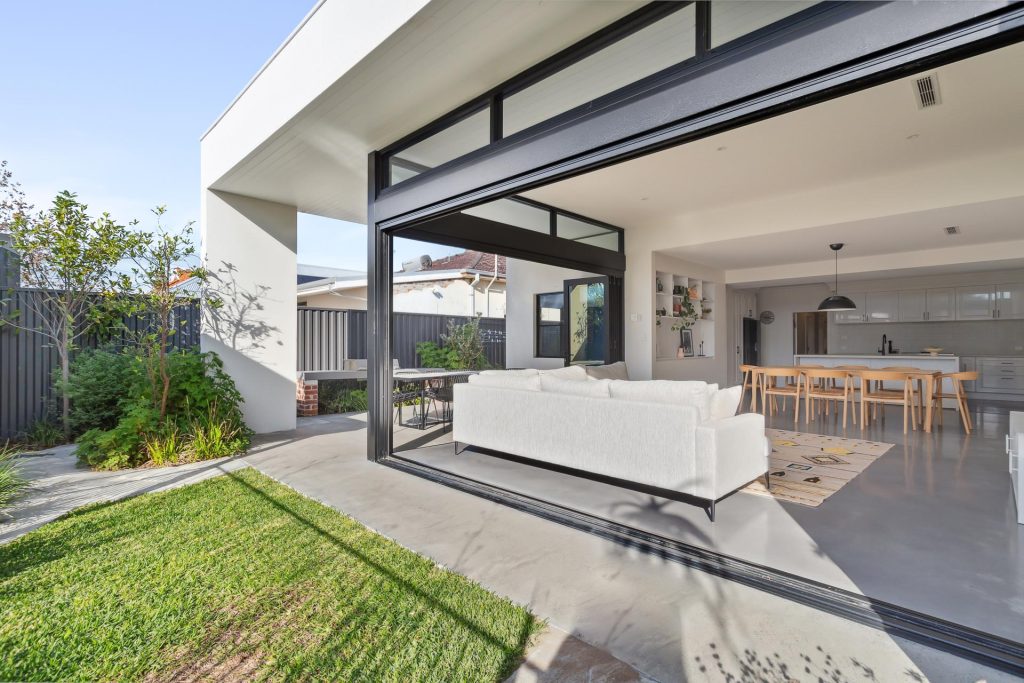 Modern open-plan lounge area in luxury Perth home