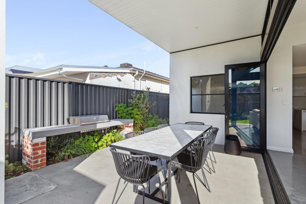 Luxury modern home exterior in Perth with landscaped garden