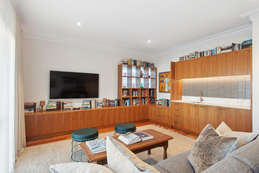 Modern open-plan entertainment room in luxury Perth home