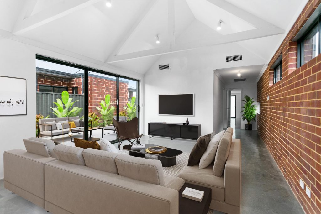 Modern open-plan lounge area in luxury Perth home